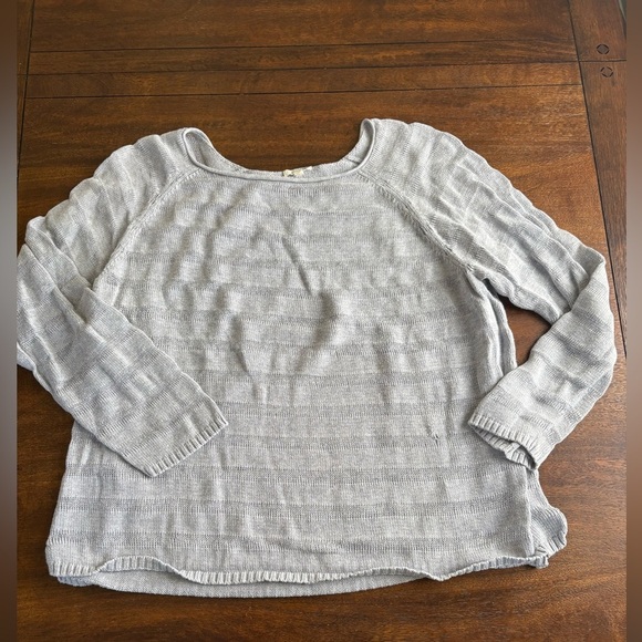 Eileen Fisher Organic Cotton LS Open Knit Gray Boatneck Sweater Size 3X ** - Picture 1 of 11